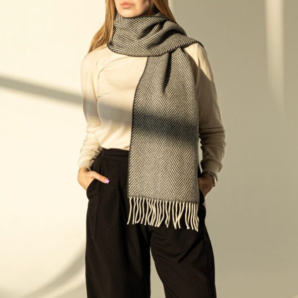 FOXFORD OXFORD/WHITE ėriukų vilnos ir kašmyro šalikas