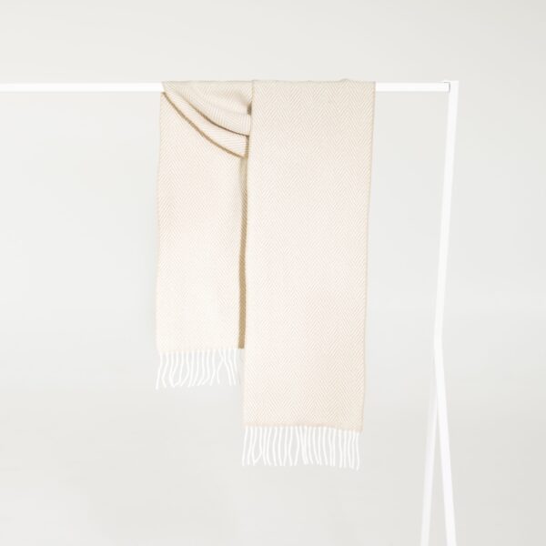 FOXFORD BONE/WHITE ėriukų vilnos ir kašmyro šalikas