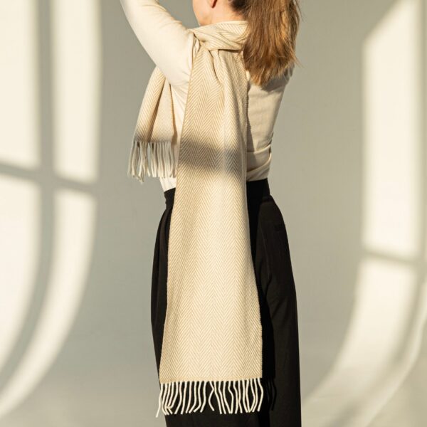 FOXFORD BONE/WHITE ėriukų vilnos ir kašmyro šalikas