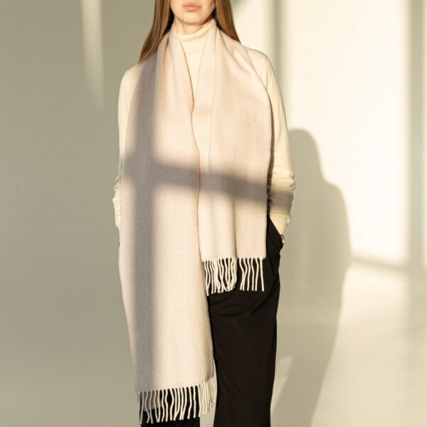 FOXFORD PINK/WHITE ėriukų vilnos ir kašmyro šalikas